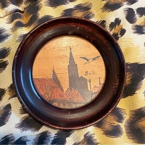 Vintage * Wooden Art by Boli with Cityscape Design Birds Houses Small GUC Unique